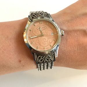 Lois Hill filigree watch w/ pink face